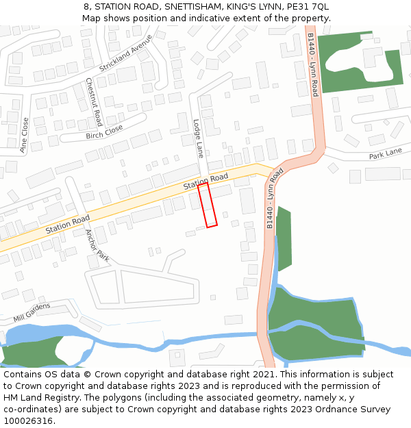 8, STATION ROAD, SNETTISHAM, KING'S LYNN, PE31 7QL: Location map and indicative extent of plot