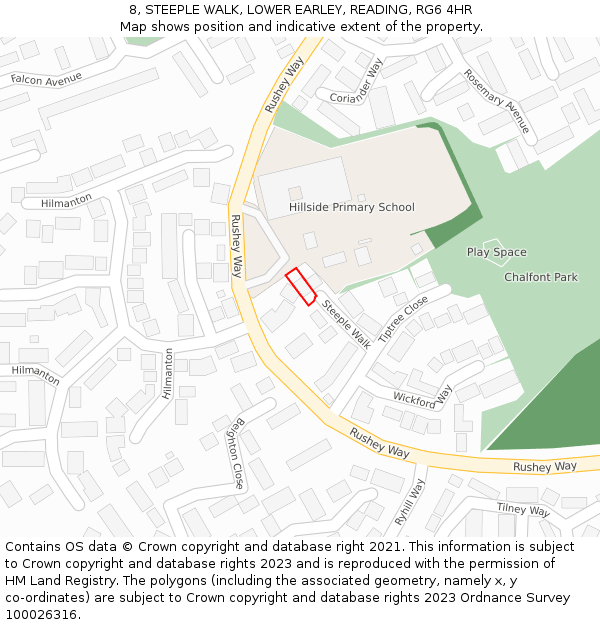 8, STEEPLE WALK, LOWER EARLEY, READING, RG6 4HR: Location map and indicative extent of plot