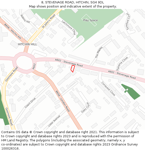 8, STEVENAGE ROAD, HITCHIN, SG4 9DL: Location map and indicative extent of plot