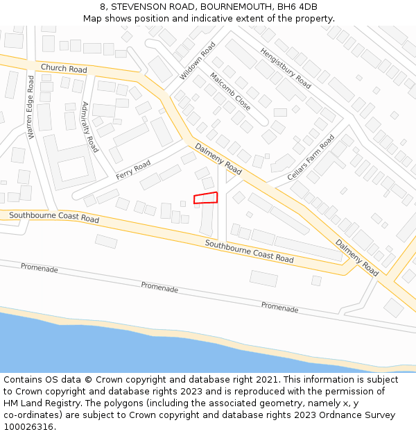 8, STEVENSON ROAD, BOURNEMOUTH, BH6 4DB: Location map and indicative extent of plot
