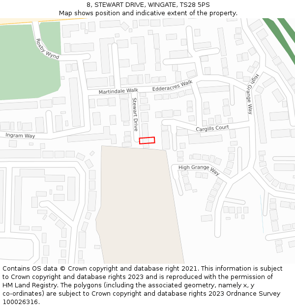 8, STEWART DRIVE, WINGATE, TS28 5PS: Location map and indicative extent of plot