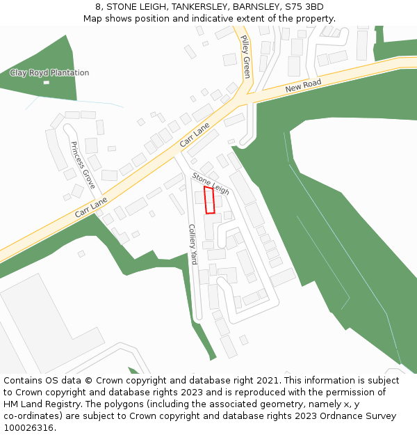 8, STONE LEIGH, TANKERSLEY, BARNSLEY, S75 3BD: Location map and indicative extent of plot