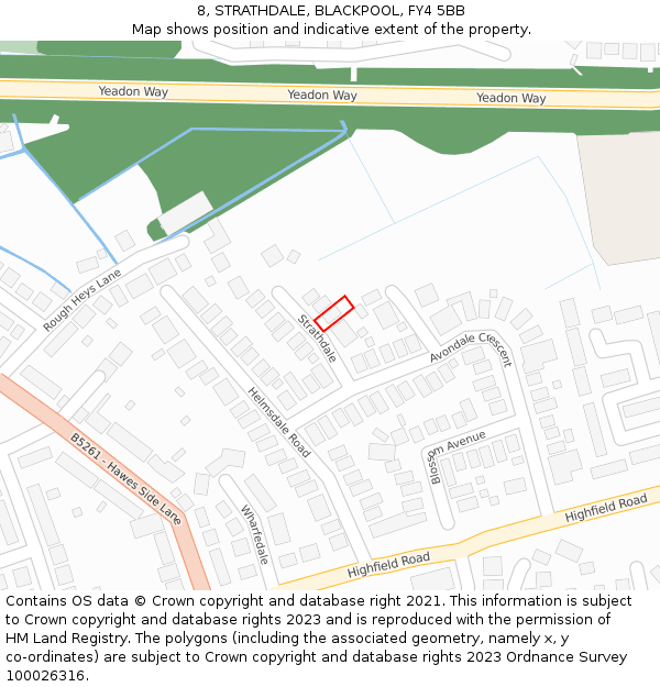 8, STRATHDALE, BLACKPOOL, FY4 5BB: Location map and indicative extent of plot