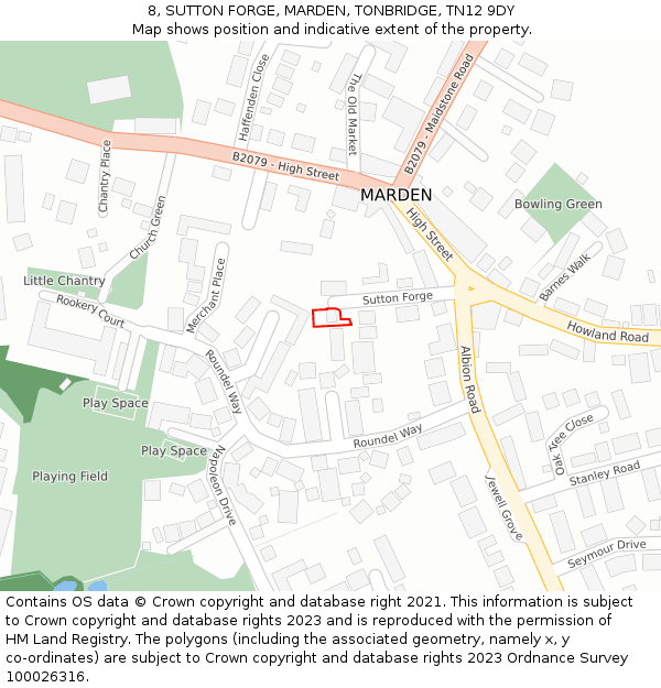 8, SUTTON FORGE, MARDEN, TONBRIDGE, TN12 9DY: Location map and indicative extent of plot