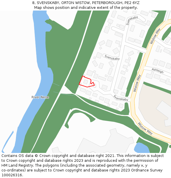 8, SVENSKABY, ORTON WISTOW, PETERBOROUGH, PE2 6YZ: Location map and indicative extent of plot