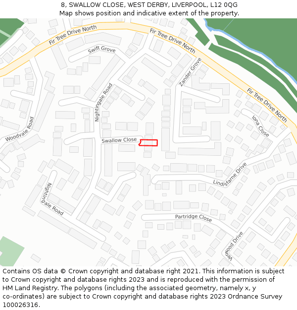 8, SWALLOW CLOSE, WEST DERBY, LIVERPOOL, L12 0QG: Location map and indicative extent of plot