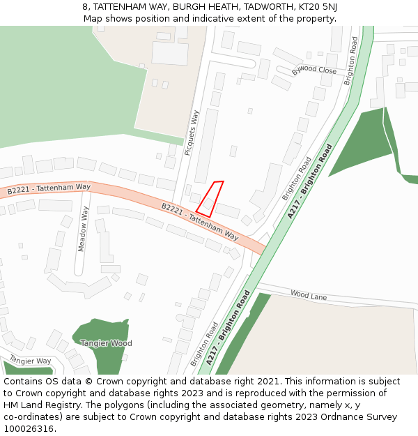8, TATTENHAM WAY, BURGH HEATH, TADWORTH, KT20 5NJ: Location map and indicative extent of plot