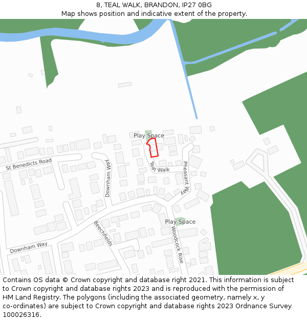 8, TEAL WALK, BRANDON, IP27 0BG: Location map and indicative extent of plot