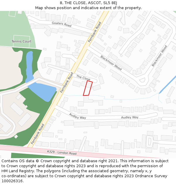 8, THE CLOSE, ASCOT, SL5 8EJ: Location map and indicative extent of plot