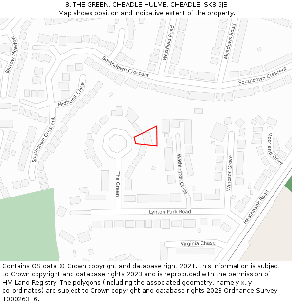8, THE GREEN, CHEADLE HULME, CHEADLE, SK8 6JB: Location map and indicative extent of plot