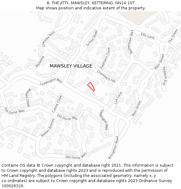 8, THE JITTY, MAWSLEY, KETTERING, NN14 1ST: Location map and indicative extent of plot
