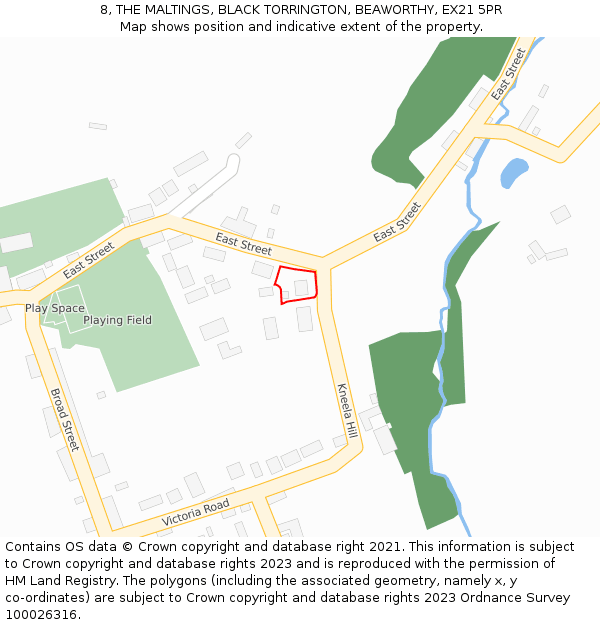 8, THE MALTINGS, BLACK TORRINGTON, BEAWORTHY, EX21 5PR: Location map and indicative extent of plot