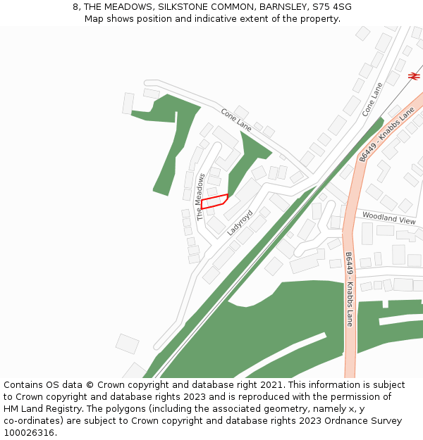 8, THE MEADOWS, SILKSTONE COMMON, BARNSLEY, S75 4SG: Location map and indicative extent of plot