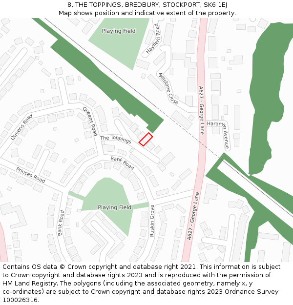 8, THE TOPPINGS, BREDBURY, STOCKPORT, SK6 1EJ: Location map and indicative extent of plot