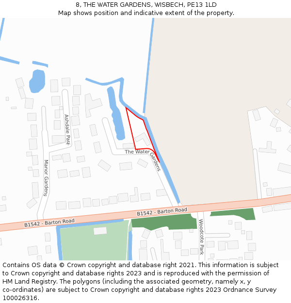 8, THE WATER GARDENS, WISBECH, PE13 1LD: Location map and indicative extent of plot