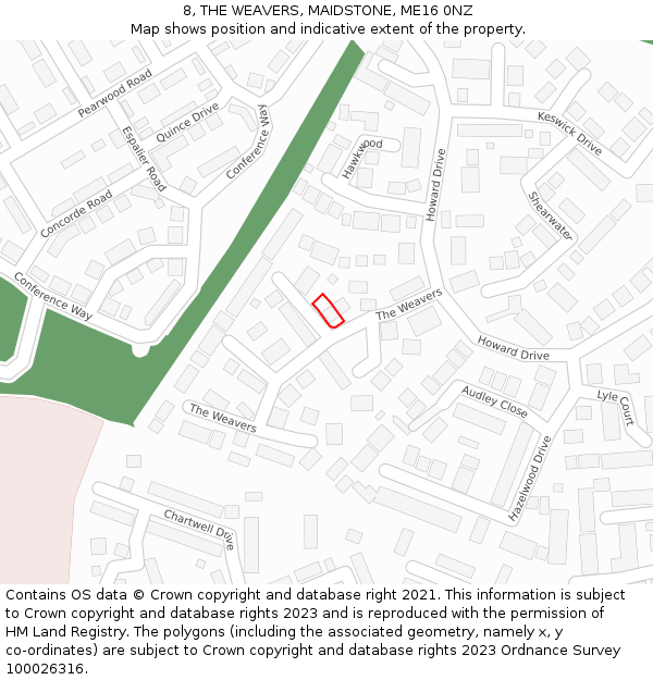 8, THE WEAVERS, MAIDSTONE, ME16 0NZ: Location map and indicative extent of plot