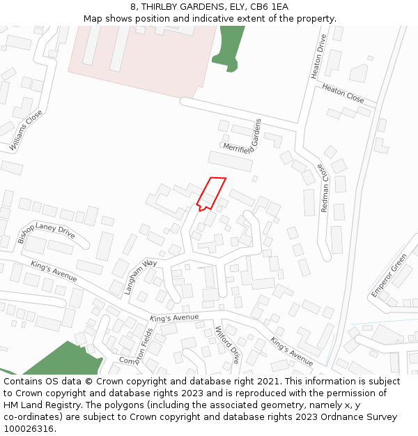 8, THIRLBY GARDENS, ELY, CB6 1EA: Location map and indicative extent of plot