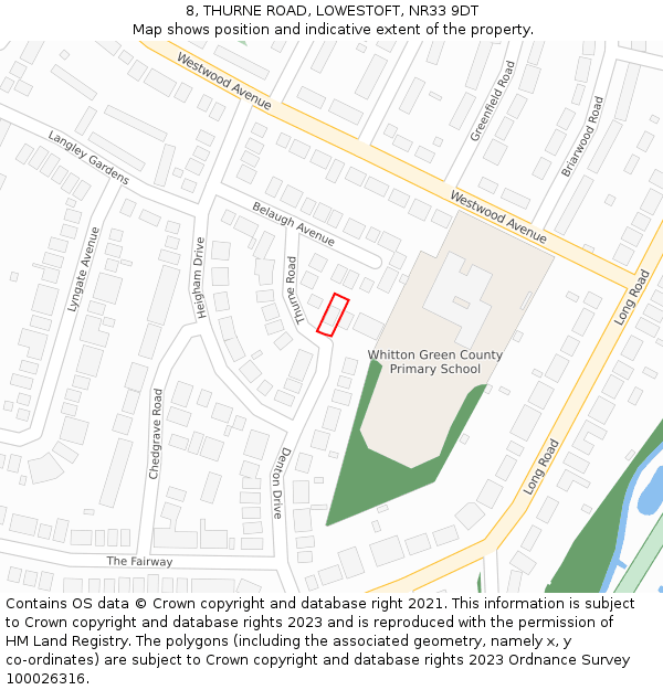 8, THURNE ROAD, LOWESTOFT, NR33 9DT: Location map and indicative extent of plot