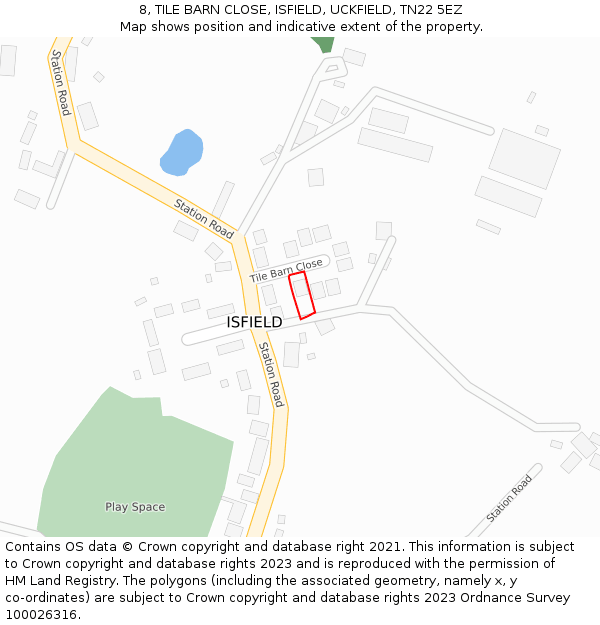 8, TILE BARN CLOSE, ISFIELD, UCKFIELD, TN22 5EZ: Location map and indicative extent of plot