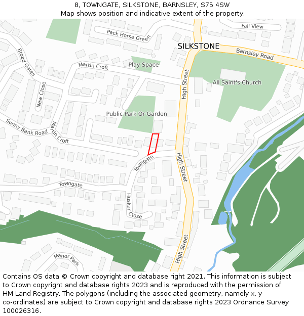 8, TOWNGATE, SILKSTONE, BARNSLEY, S75 4SW: Location map and indicative extent of plot