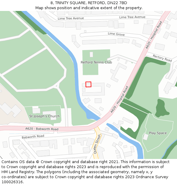 8, TRINITY SQUARE, RETFORD, DN22 7BD: Location map and indicative extent of plot