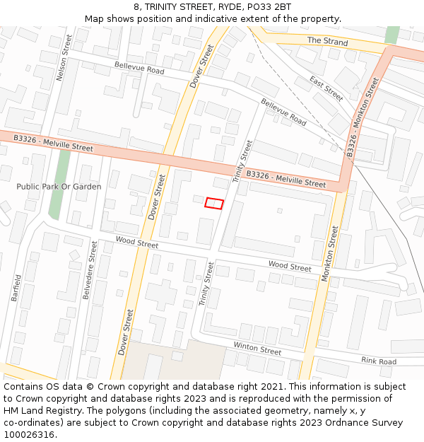 8, TRINITY STREET, RYDE, PO33 2BT: Location map and indicative extent of plot