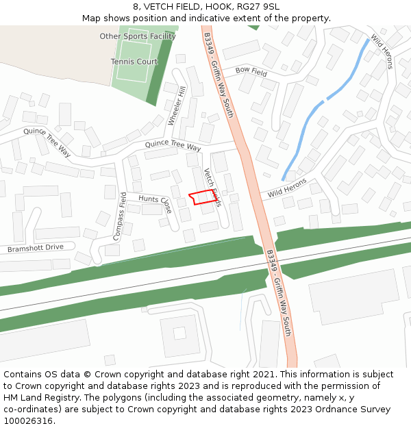 8, VETCH FIELD, HOOK, RG27 9SL: Location map and indicative extent of plot