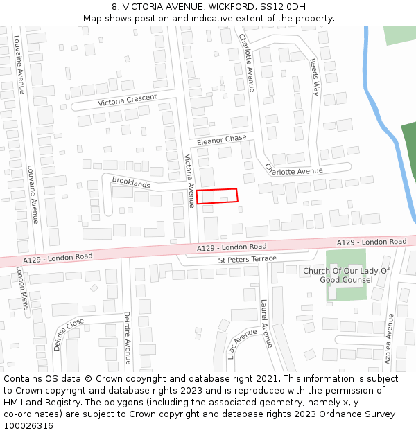 8, VICTORIA AVENUE, WICKFORD, SS12 0DH: Location map and indicative extent of plot
