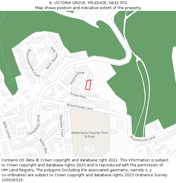 8, VICTORIA GROVE, PRUDHOE, NE42 5FG: Location map and indicative extent of plot