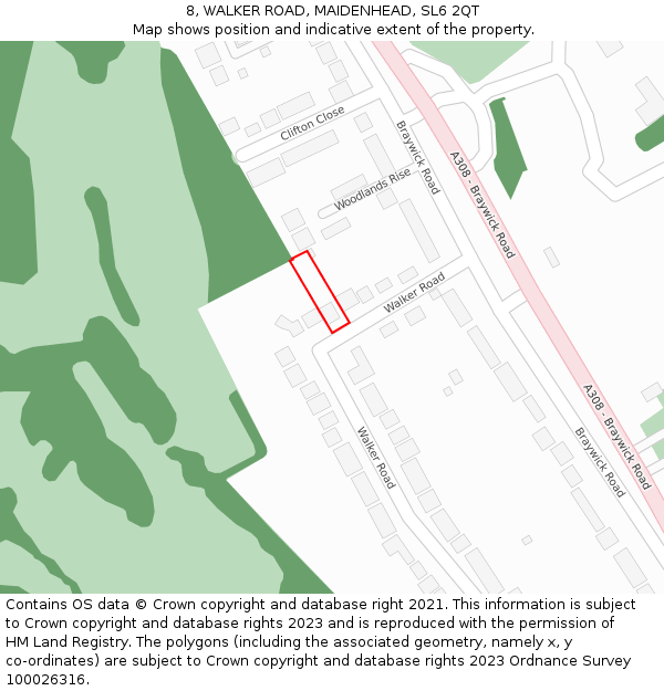 8, WALKER ROAD, MAIDENHEAD, SL6 2QT: Location map and indicative extent of plot