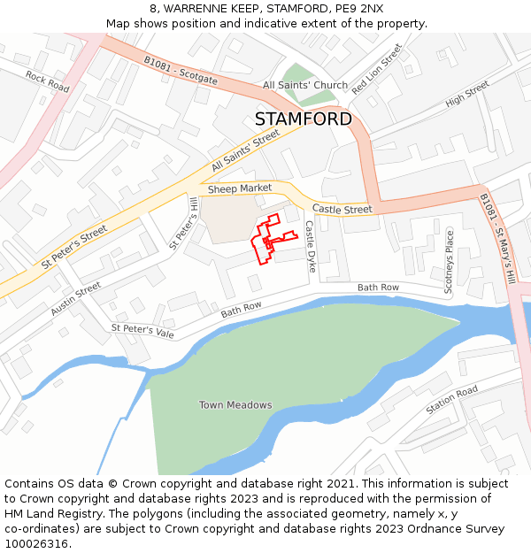 8, WARRENNE KEEP, STAMFORD, PE9 2NX: Location map and indicative extent of plot