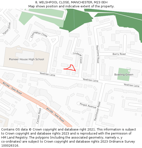 8, WELSHPOOL CLOSE, MANCHESTER, M23 0EH: Location map and indicative extent of plot