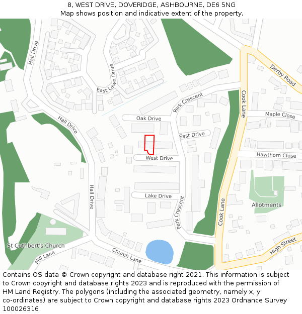 8, WEST DRIVE, DOVERIDGE, ASHBOURNE, DE6 5NG: Location map and indicative extent of plot