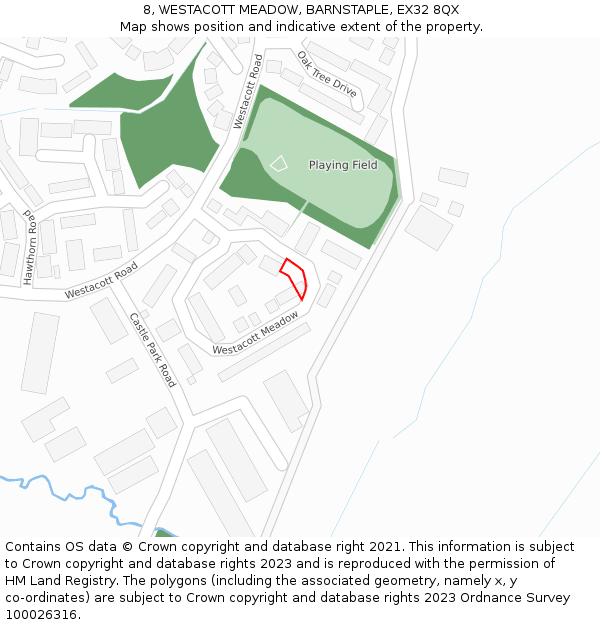 8, WESTACOTT MEADOW, BARNSTAPLE, EX32 8QX: Location map and indicative extent of plot