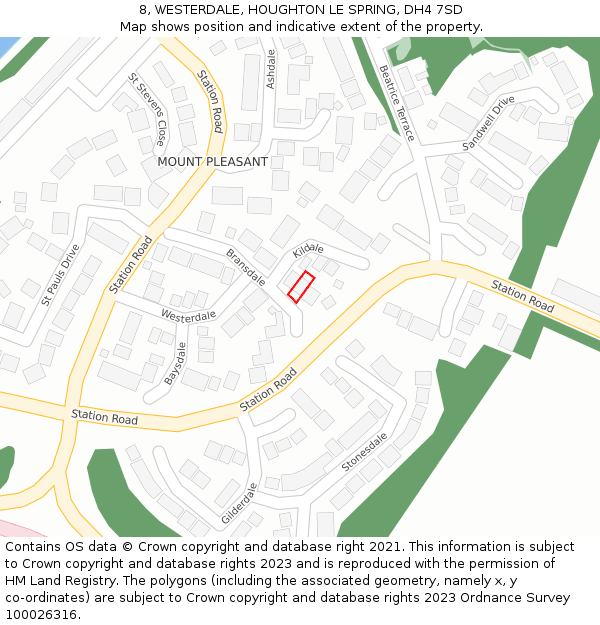 8, WESTERDALE, HOUGHTON LE SPRING, DH4 7SD: Location map and indicative extent of plot