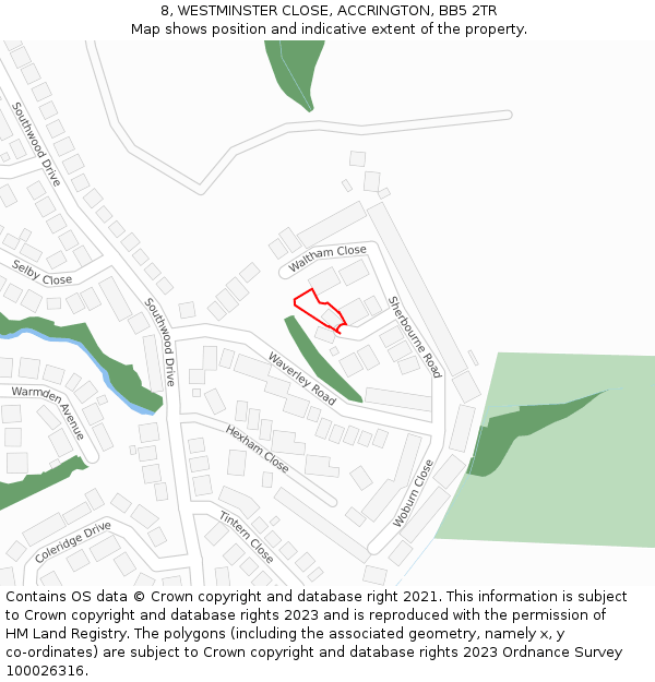 8, WESTMINSTER CLOSE, ACCRINGTON, BB5 2TR: Location map and indicative extent of plot