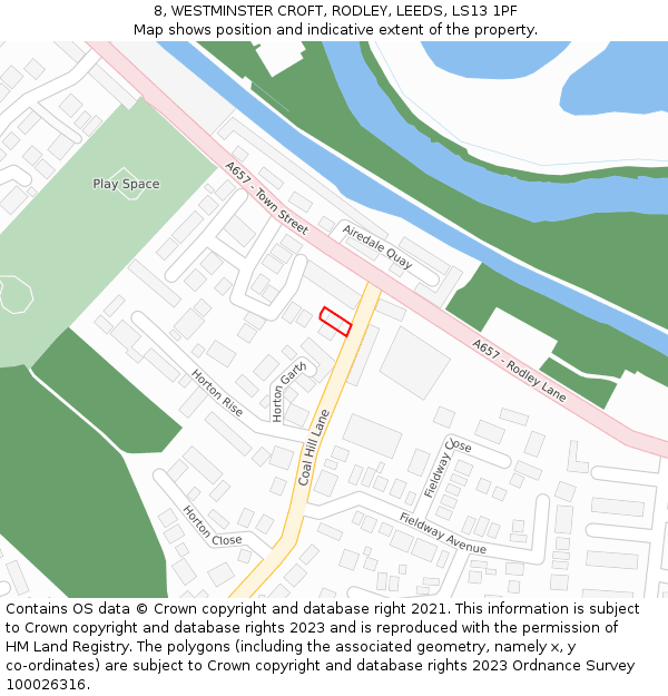 8, WESTMINSTER CROFT, RODLEY, LEEDS, LS13 1PF: Location map and indicative extent of plot