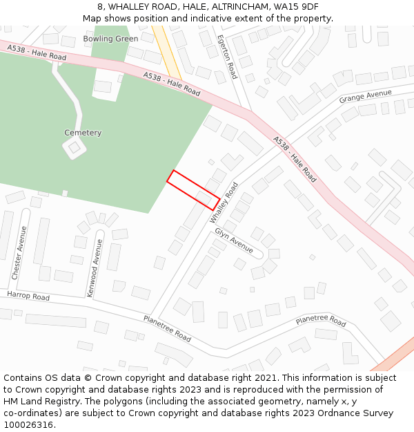 8, WHALLEY ROAD, HALE, ALTRINCHAM, WA15 9DF: Location map and indicative extent of plot