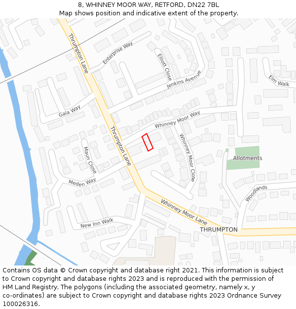 8, WHINNEY MOOR WAY, RETFORD, DN22 7BL: Location map and indicative extent of plot