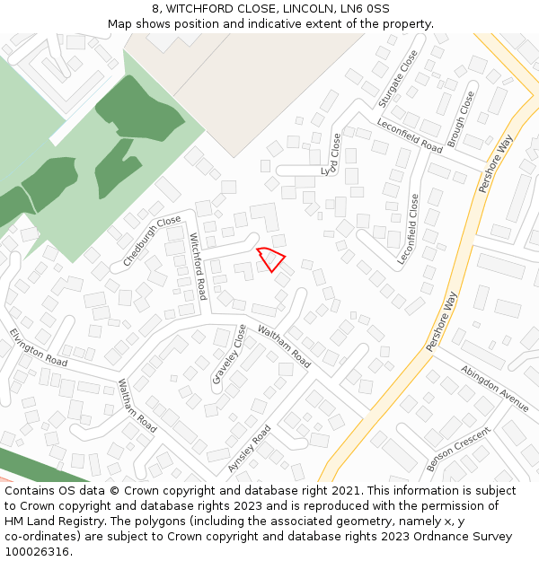 8, WITCHFORD CLOSE, LINCOLN, LN6 0SS: Location map and indicative extent of plot