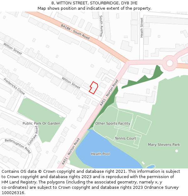 8, WITTON STREET, STOURBRIDGE, DY8 3YE: Location map and indicative extent of plot
