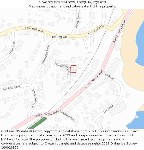 8, WOODLEYS MEADOW, TORQUAY, TQ2 6TS: Location map and indicative extent of plot