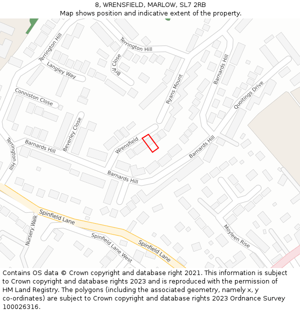 8, WRENSFIELD, MARLOW, SL7 2RB: Location map and indicative extent of plot