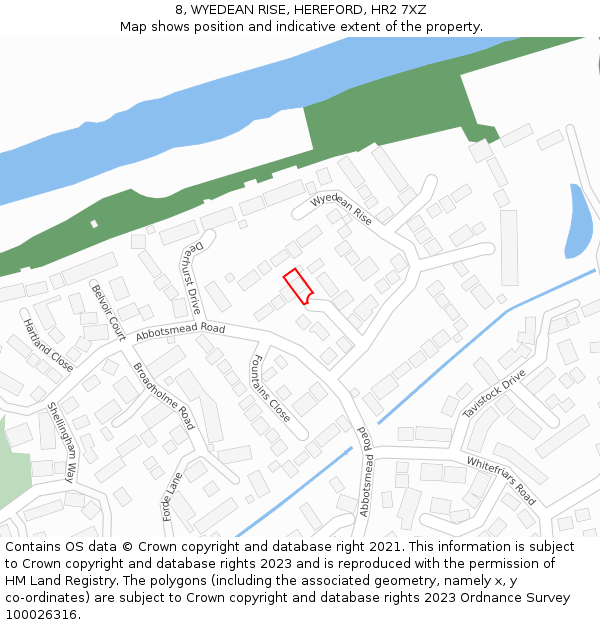 8, WYEDEAN RISE, HEREFORD, HR2 7XZ: Location map and indicative extent of plot