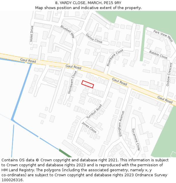 8, YARDY CLOSE, MARCH, PE15 9RY: Location map and indicative extent of plot