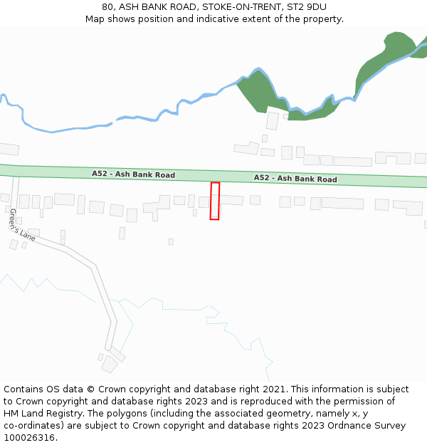 80, ASH BANK ROAD, STOKE-ON-TRENT, ST2 9DU: Location map and indicative extent of plot