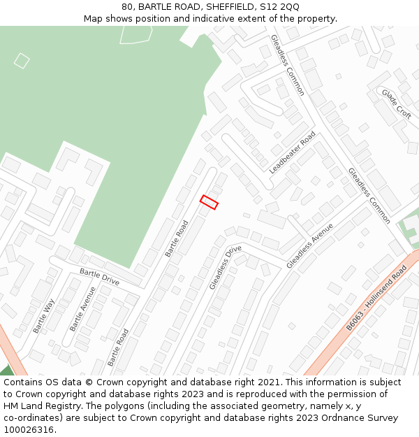 80, BARTLE ROAD, SHEFFIELD, S12 2QQ: Location map and indicative extent of plot