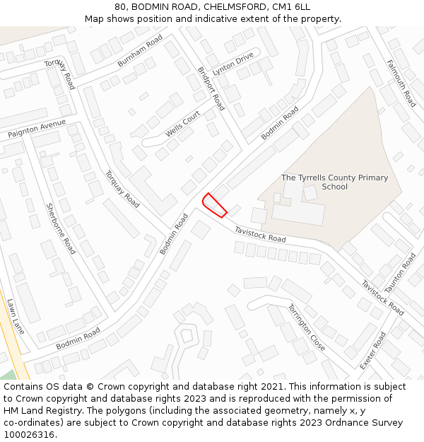 80, BODMIN ROAD, CHELMSFORD, CM1 6LL: Location map and indicative extent of plot