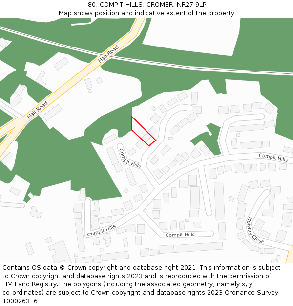 80, COMPIT HILLS, CROMER, NR27 9LP: Location map and indicative extent of plot