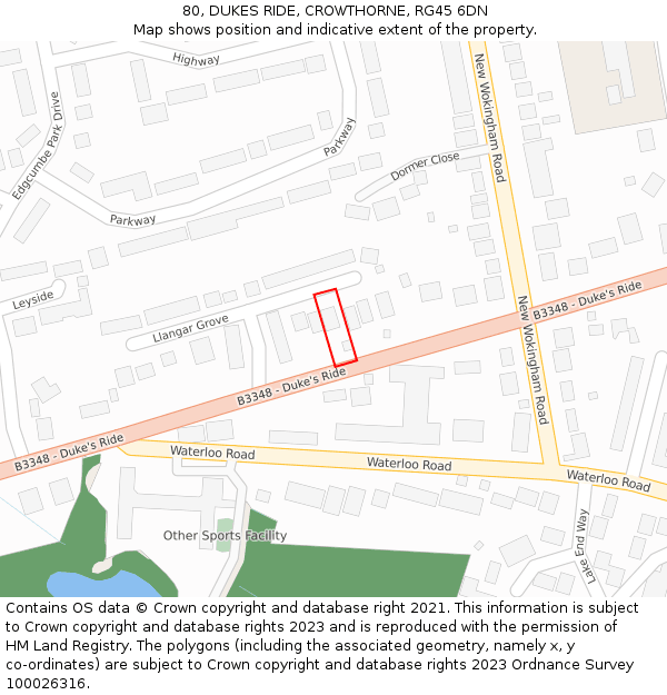 80, DUKES RIDE, CROWTHORNE, RG45 6DN: Location map and indicative extent of plot